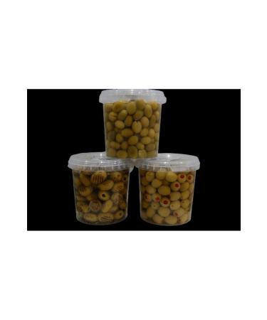 Sad c m Cracked 650 gr + Grilled 600 gr + Peppered 650 gr Green Olive Pet Jar