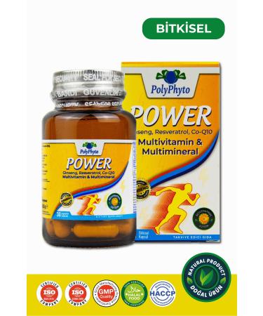PolyPhyto Power Ginseng Resveratrol Co-q10 Multivitamin Multimineral 30 Herbal Capsules