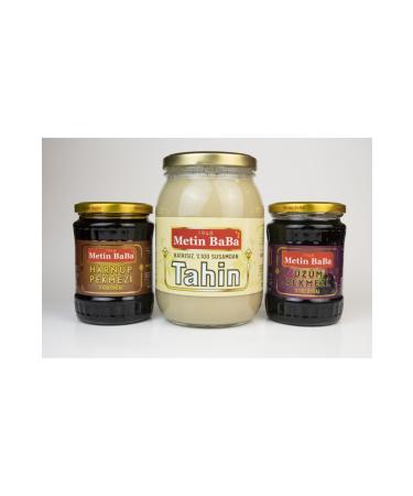 Metin Baba 1948 Tahini 1450 gr + Grape Molasses 700 gr + Carob Molasses 700 gr