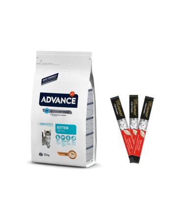 Advance Cat Kitten 1.5 kg Kitten Food + 3 Miamor Kitten Cream Reward Sticks