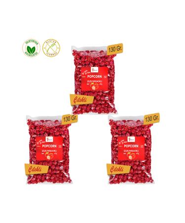 Festiva 3 Pack Natural Strawberry Piece Caramel Popcorn / Popcorn 130 gr.