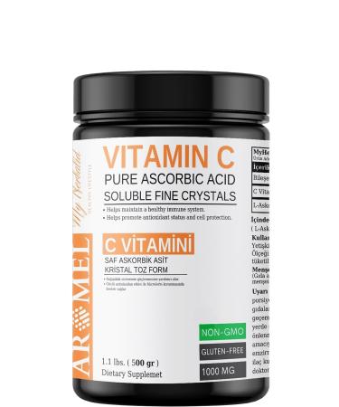 Aromel Vitamin C 500 gr | Ascorbic Acid | Europe Extra Pure | Edible Powder Form - Buy Online on GoSupps.com