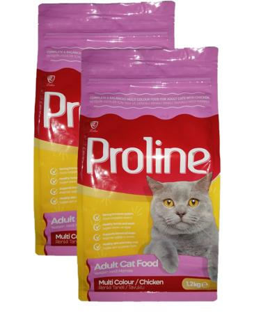 Proline Proline Multi Colour Adult Cat Food with Coloured Chicken 1200 Gr X 2 Pieces - Buy Online on GoSupps.com