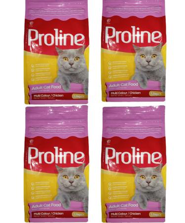 Proline Proline Multi Colour Adult Cat Food with Coloured Chicken 1200 Gr X 4 Pieces - Buy Online on GoSupps.com