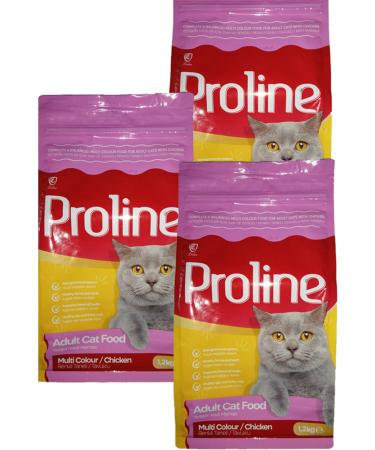 Proline Proline Multi Colour Adult Cat Food with Coloured Chicken 1200 Gr X 3 Pieces - Buy Online on GoSupps.com
