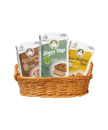 NORA FLOUR Stone Mill Series (1kg Whole Wheat -1kg Einkorn -1kg Yellow) (vegan)