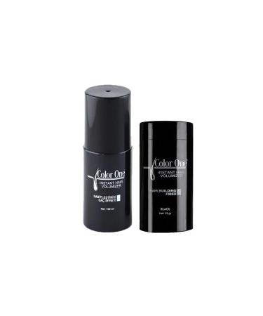 Color One Volumizing Hair Fiber Black 25gr and Stabilizer 100ml Duo Set