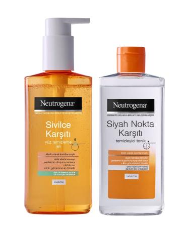 Neutrogena Anti-Acne Oil-Free Facial Cleansing Gel 200ml & Visibly Clear Blackhead Cleansing Tonic 200ml