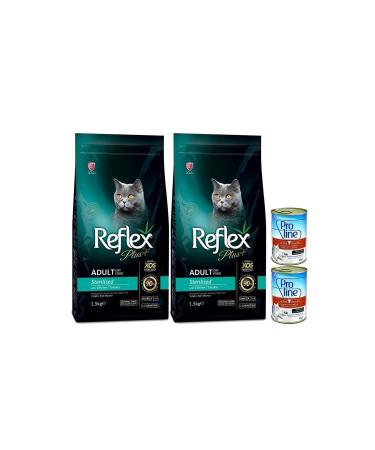 Reflex Plus Sterilized Cat Food 1.5 Kg X 2 Pieces + 2 Pieces Canned Cat Food