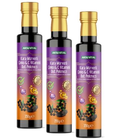 Aksu Vital Mulberry Molasses with Black Elderberry Zinc & Vitamin C 350 Gr X 3 Pieces