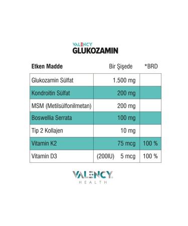 Valency Glucosamine Liquid Collagen Complex - Chondroitin Msm Boswellia Collagen Vitamin D Vitamin K2 - Buy Online on GoSupps.com