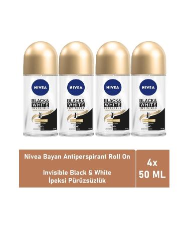 NIVEA Roll On Invisible Black White Silky Smoothness 50 ml - 4 Pack Advantage