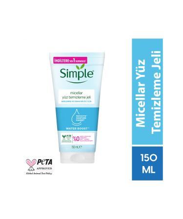 Simple Water Boost Micellar Facial Cleansing Gel For Moisturized and Fresh Skin 150 Ml