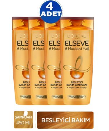 Elseve L'or al Paris 6 Miracle Oil Nourishing Care Shampoo 450 Ml 4 Pieces