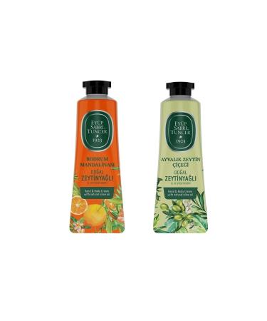 Ey p Sabri Tuncer Bodrum Mandarin Hand and Body Cream 50ml + Ayval k Olive Blossom Cream 50ml