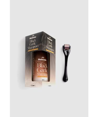 HELENIE Black Garlic Shampoo + Dermaroller Special for Extremely Damaged Falling Hair and Beard