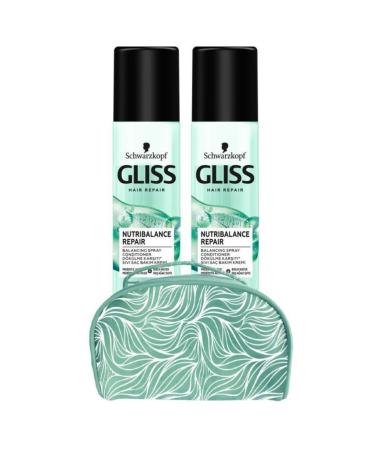 Gliss Nutribalance Liquid Hair Conditioner 200 Ml X2 Pieces + Makeup Bag