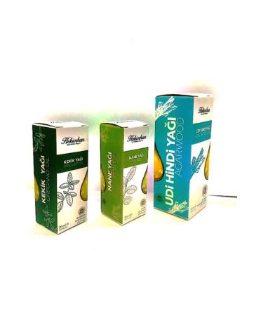 Hekimhan Mint Oil 20 ml + Udi Turkey Oil 50 ml + Thyme Oil 20 ml 3-pack