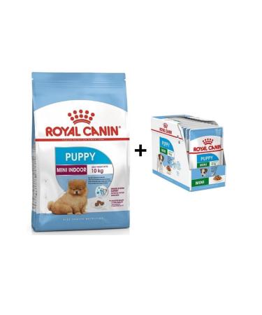 Royal Canin Mini Indoor Puppy Dog Food 1.5 Kg + 12 Pieces Wet Food