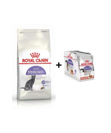 Royal Canin Sterilized Neutered Cat Food 2 Kg + 12 Pieces Wet Food
