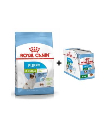 Royal Canin X-small Puppy Small Breed Puppy Food 3 Kg + 12 Pieces Wet Food