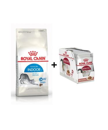 Royal Canin Indoor 27 Dry Cat Food 2 Kg + 12 Pieces Wet Food