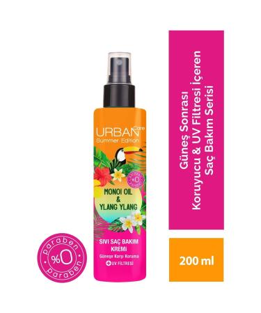 Urban Care Summer-monoi Oil&ylang Ylang Sun Protection Liquid Hair Care Cream-vegan Formula-200ml