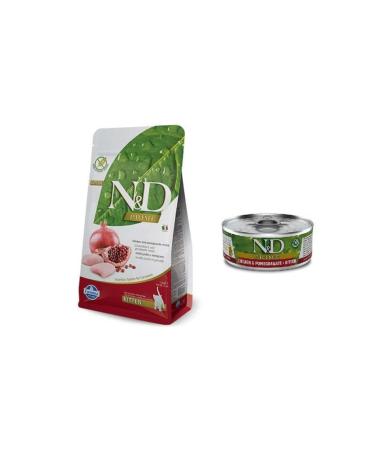N & D Kitten Chicken Pomegranate Kitten Cat Food 1.5 Kg + 1-chicken Canned