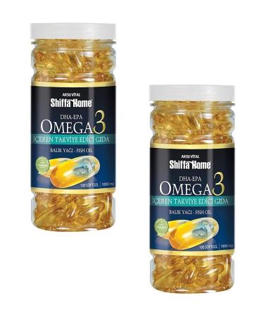 Shiffa Home Omega 3 Fish Oil 100 Softgel 1000mg 2 Piece Set