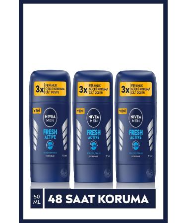 NIVEA Men Fresh Active 48 Hour Refreshing Stick 50 Ml X 3 Pieces