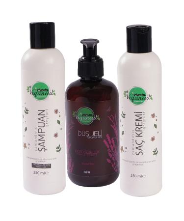 Veganeed Revitalizing Vegan Shampoo Grapefruit & Conditioner & Shower Gel Lavender | Oily Hair | 3 X 250 Ml