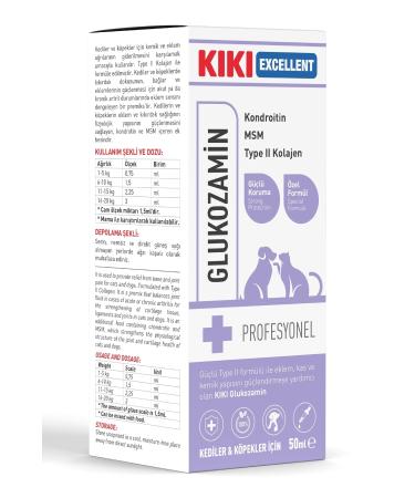 Kiki Excellent Cat & Dog Glucosamine - Cat and Dog Vitamin - Joint Muscle Bone Structure Strengthener - 50 Ml.