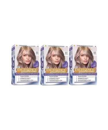 L'Oreal Paris Excellence Hair Dye 8.11 Extra Ash Blonde 3-Piece Set