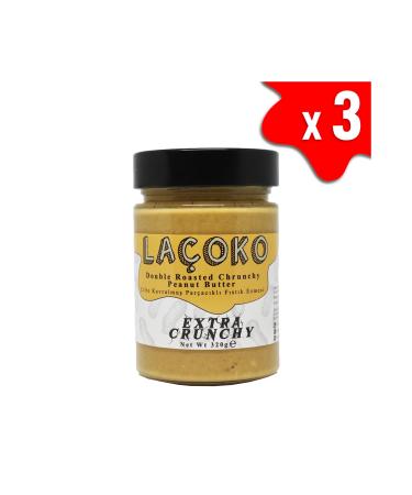 LA OKO 960 Grams Sugar-Free Additive-Free Gluten-Free Vegan Natural Double Roasted Peanut Butter with Chunks
