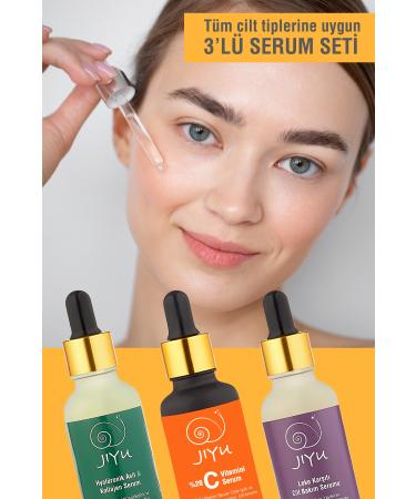 JIYU 3-Piece Skin Serum Set (Hyaluronic Acid & Collagen Serum + Vitamin C + Anti-Spot Serum) 3x30 Ml. - Buy Online on GoSupps.com