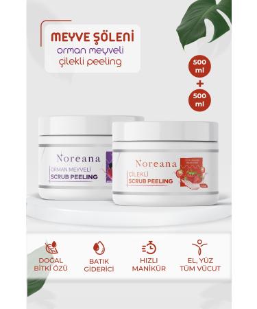 Noreana 2-Piece Fruit Feast Peeling Pack Strawberry & Forest Fruit Scrub Whole Body Peeling 500ml