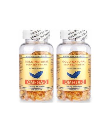 Gold Natural Omega 3 Fish Oil 1000 Mg 2 Boxes Total 400 Softgels