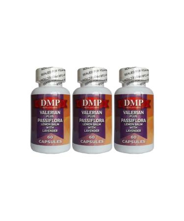 DMP Valerian Plus Passiflora Lemon Balm With Lavender 3 Boxes Total 180 Capsules Cat Grass