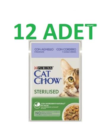 Purina Cat Chow Pouch Adult Cat Food with Sterilized Lamb and Green Beans 85 G X 12 Pieces