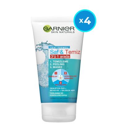 Garnier Pure & Clean Anti-Oily and Anti-Imperfections 3 in 1 50 ml X 4 Pieces (TRAVEL SIZE)