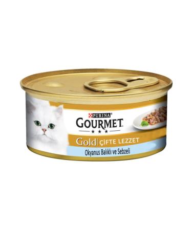 Gourmet Gold Spinach and Ocean Fish Cat Canned Food 85 gr 24 Pieces