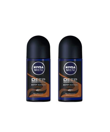 NIVEA Men Deep Dimension Active Carbon Espresso Men Roll On 2 X 50 ml