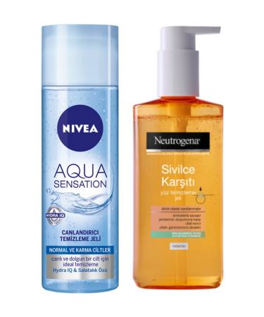 NIVEA Aqua Refreshing Cleansing Gel 200ml and Neutrogena Anti-Acne Facial Cleansing Gel 200ml
