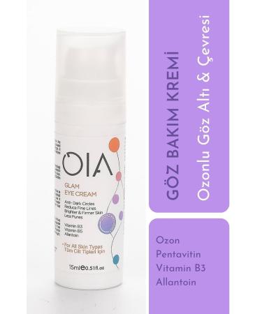 OIA Ozonized Glam Eye Cream 15 ml | Ozonated Eye and Surrounding Care Cream | Anti-Aging B5 Vitamin