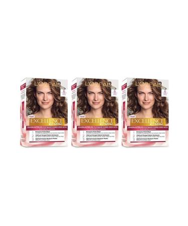 L'Oreal Paris Excellence Hair Dye 6 Light Brown 3-Piece Set
