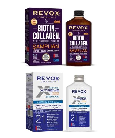 Revox Anti-Hair Loss and Repair Set - Biotin Collagen Shampoo 400ml and Xtreme Herbal Essence Shampoo 400ml