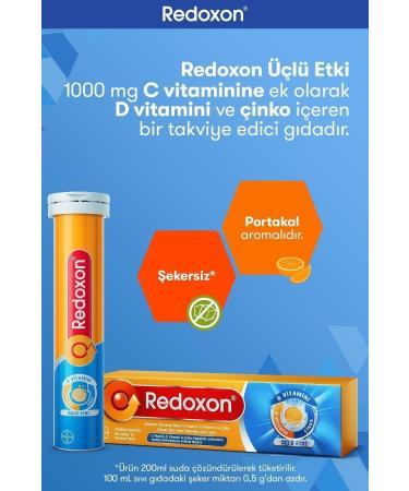 Redoxon Triple Effect 15 Effervescent Tablets I 1000 mg Vitamin C Vitamin D and Zinc Containing Supplement - Buy Online on GoSupps.com
