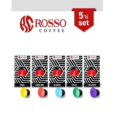 rosso coffee Mixed Selection Set of 5 Mixed Capsule Coffee - Espresso Coffee - Compatible with Nespresso Machines