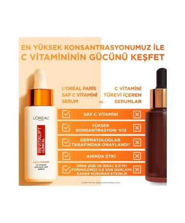 L'Oreal Paris Revitalift Clinical Pure Vitamin C Brightening Serum 30ml - Buy Online on GoSupps.com