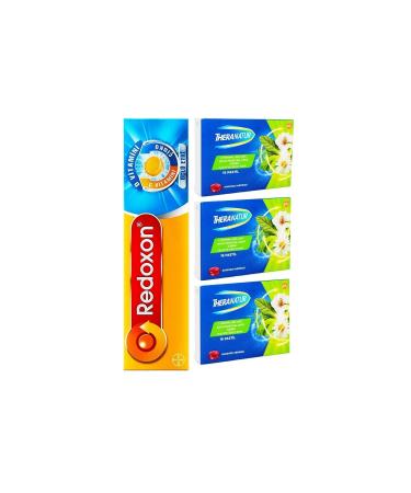Redoxon Theranatur Raspberry Flavored 16 Pastilles 3 Pieces + 15 Effervescent Tablets with Triple Effect